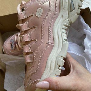 Rare Sketchers Pink White Chunky Aesthetic Leather